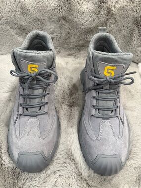 GUYISA Men 10 Gray Steel Toe Safety Work Shoes Construction Sneakers Like New